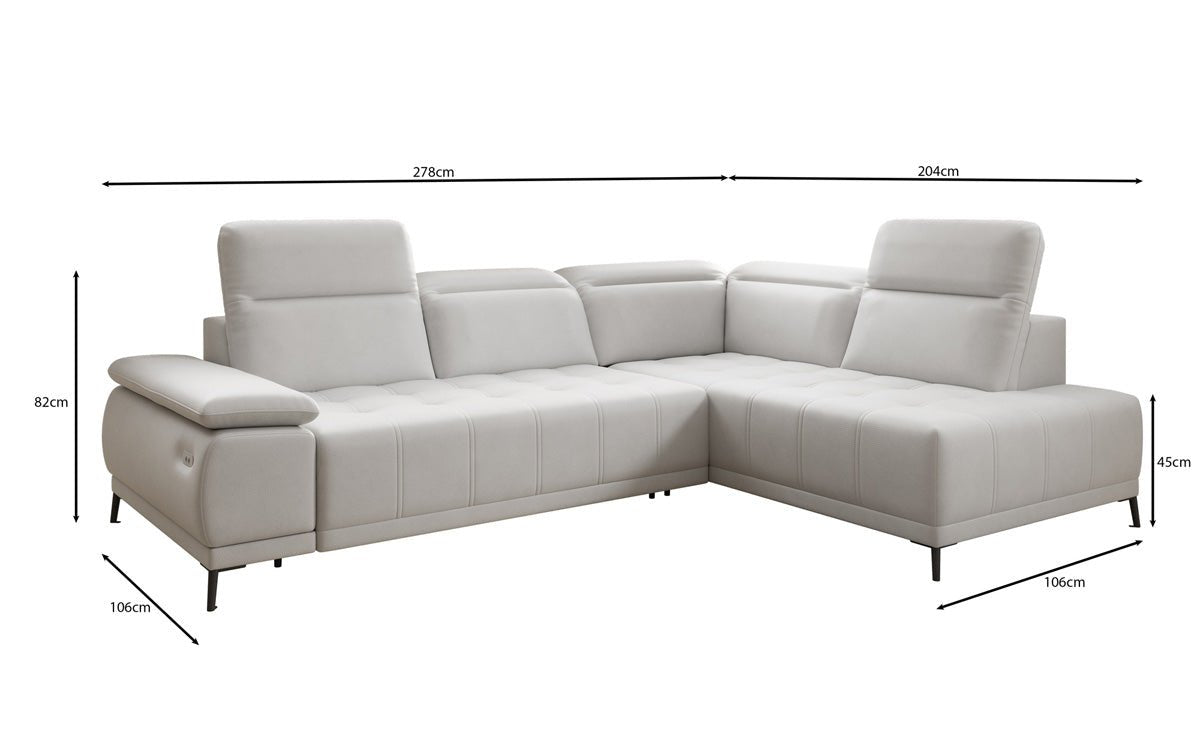 Designer L Sofa Lyra med elektrisk sovefunktion i ægte læder