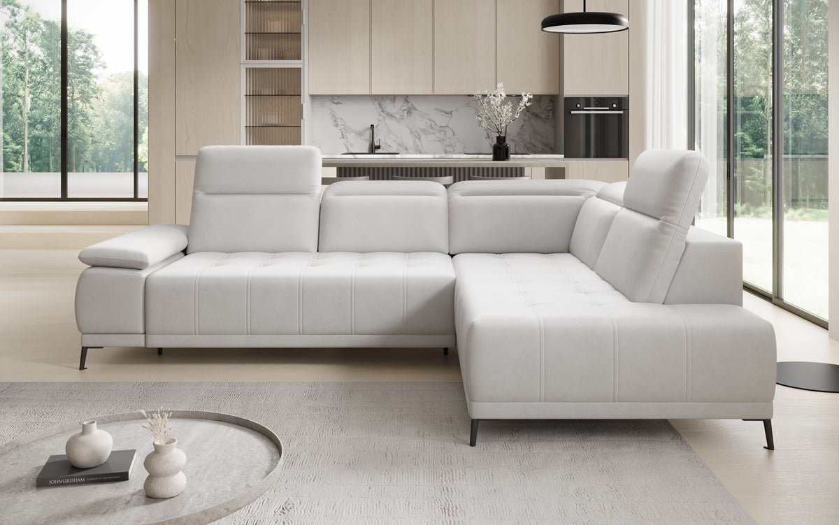 Designer L Sofa Lyra med elektrisk sovefunktion i ægte læder