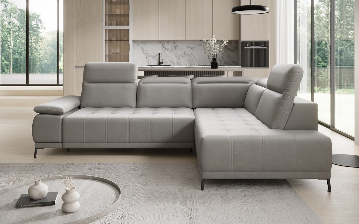 Designer L Sofa Lyra med elektrisk sovefunktion i ægte læder