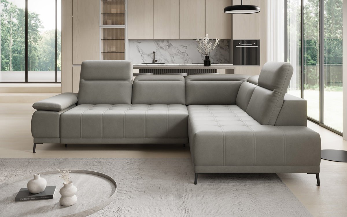Designer L Sofa Lyra med elektrisk sovefunktion i ægte læder