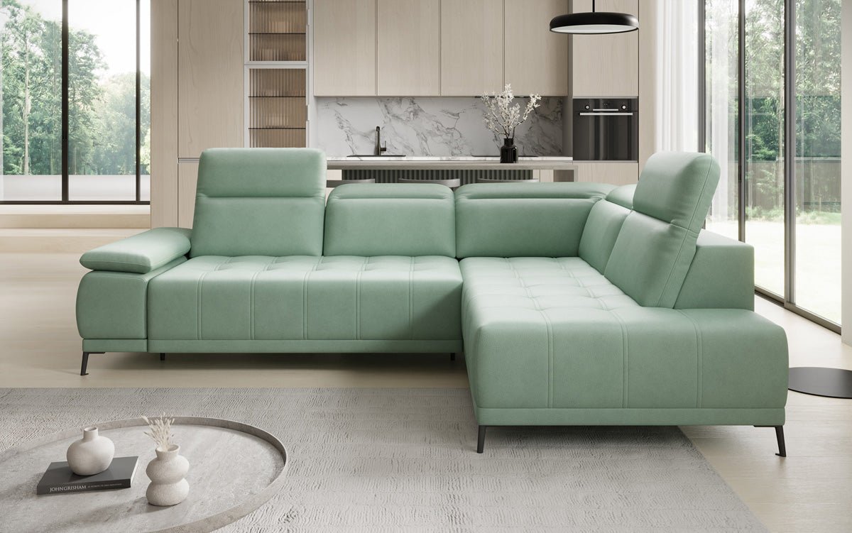 Designer L Sofa Lyra med elektrisk sovefunktion i ægte læder