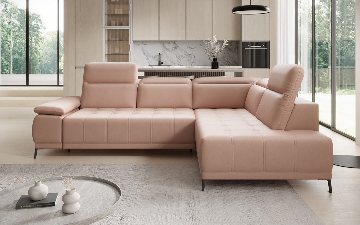 Designer L Sofa Lyra med elektrisk sovefunktion i ægte læder