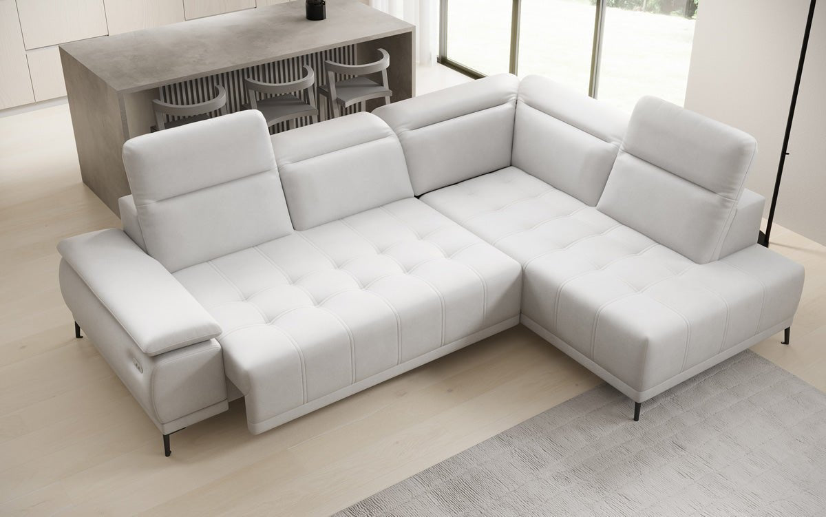 Designer L Sofa Lyra med elektrisk sovefunktion i ægte læder
