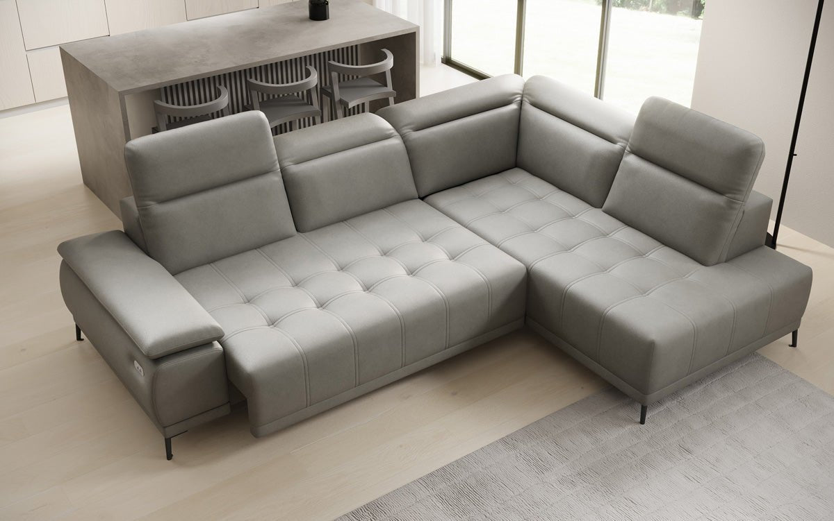 Designer L Sofa Lyra med elektrisk sovefunktion i ægte læder
