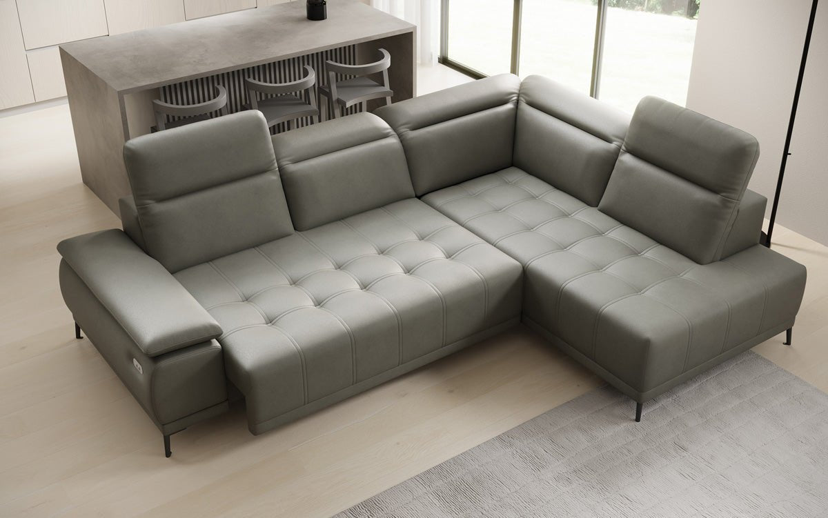 Designer L Sofa Lyra med elektrisk sovefunktion i ægte læder
