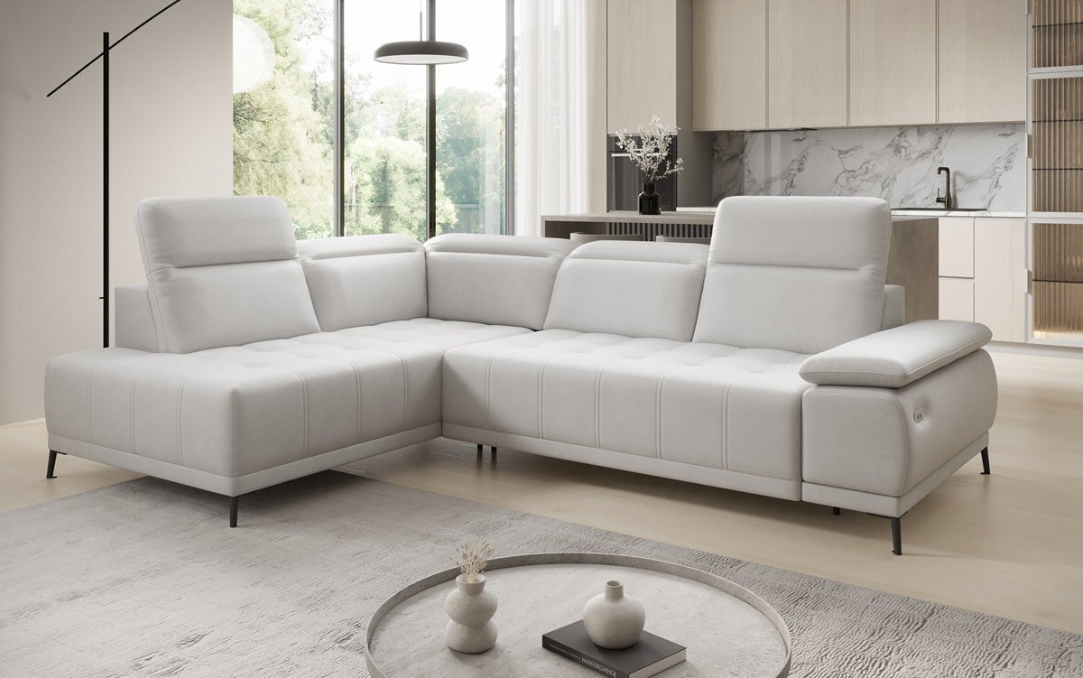 Designer L Sofa Lyra med elektrisk sovefunktion i ægte læder