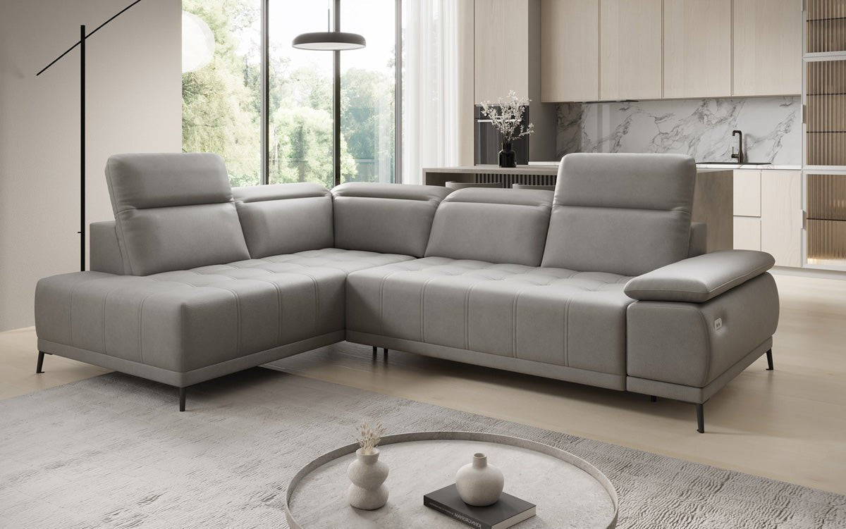 Designer L Sofa Lyra med elektrisk sovefunktion i ægte læder
