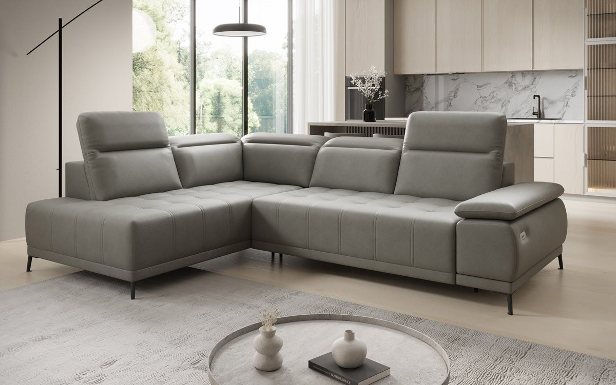 Designer L Sofa Lyra med elektrisk sovefunktion i ægte læder