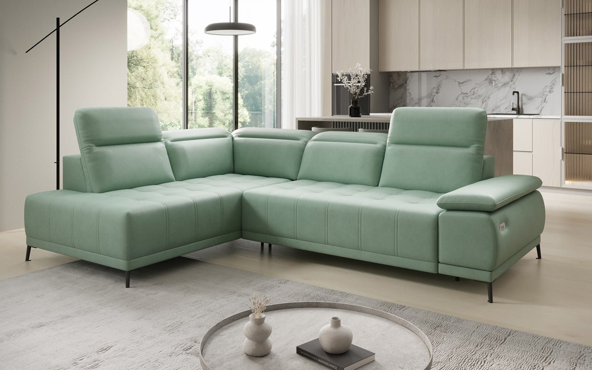 Designer L Sofa Lyra med elektrisk sovefunktion i ægte læder