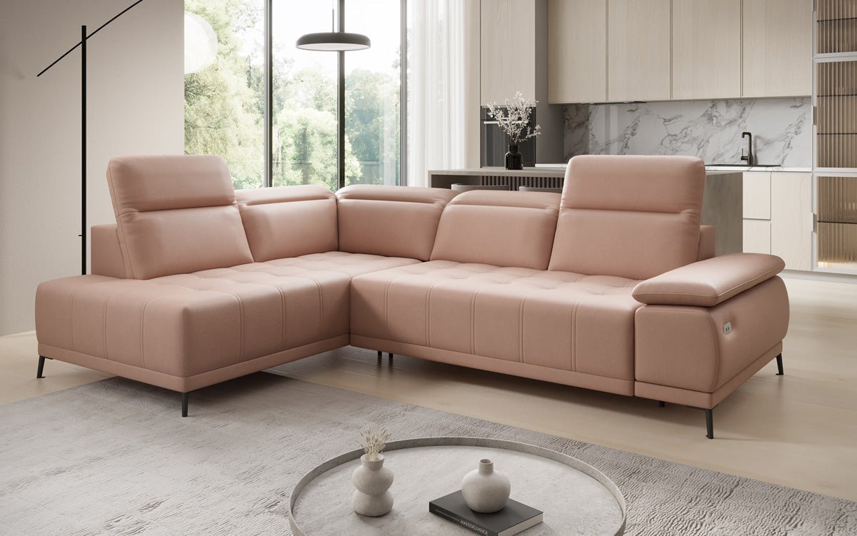 Designer L Sofa Lyra med elektrisk sovefunktion i ægte læder