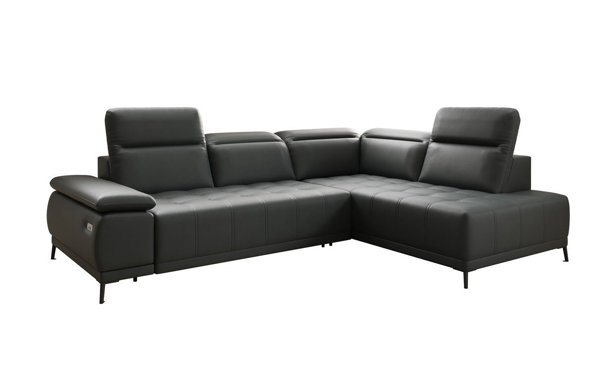 Designer L Sofa Lyra med elektrisk sovefunktion i ægte læder