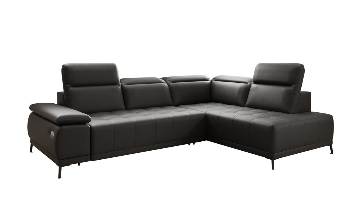 Designer L Sofa Lyra med elektrisk sovefunktion i ægte læder