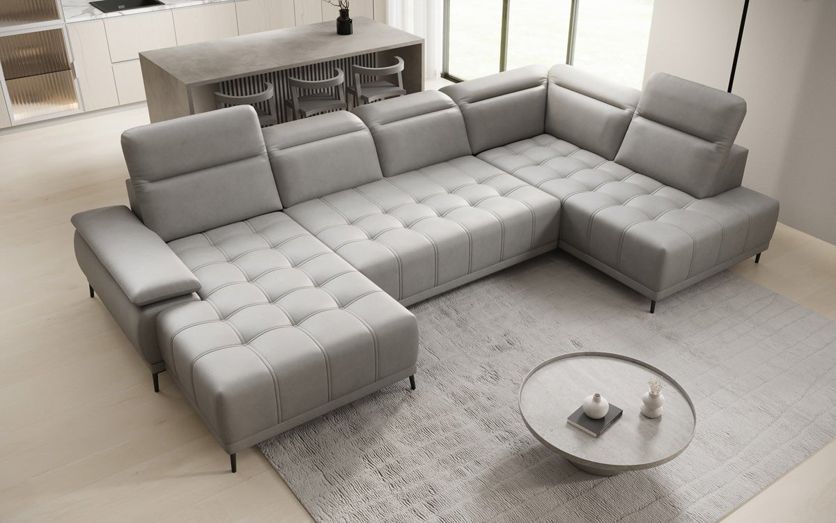 Designer Sofa Lyra U med elektrisk sovefunktion i ægte læder