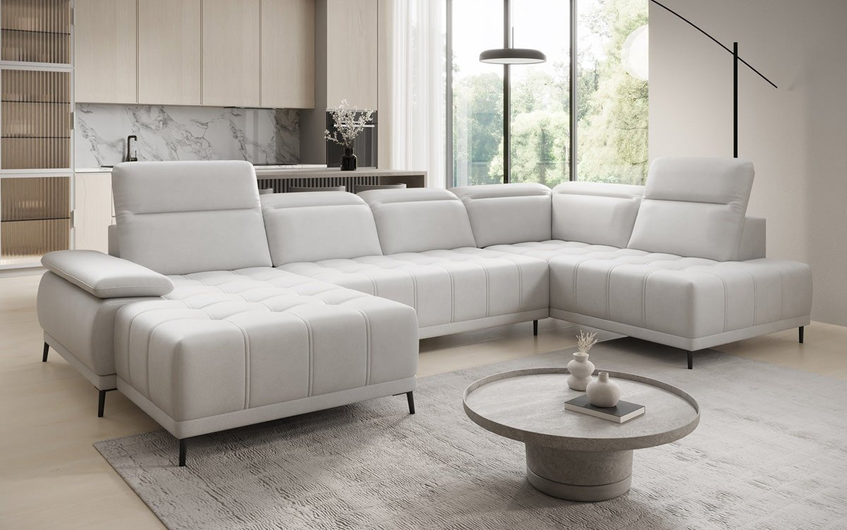 Designer Sofa Lyra U med elektrisk sovefunktion i ægte læder
