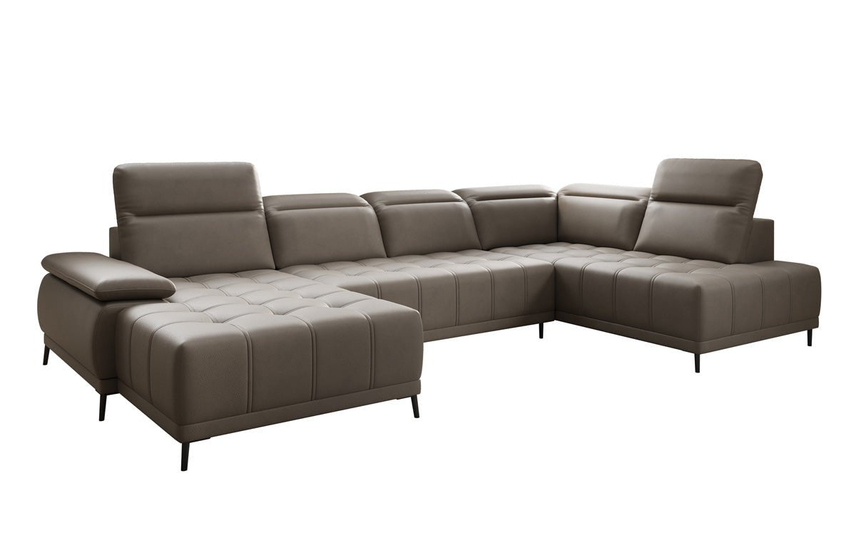 Designer Sofa Lyra U med elektrisk sovefunktion i ægte læder