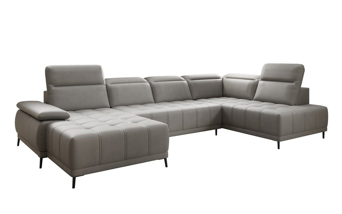 Designer Sofa Lyra U med elektrisk sovefunktion i ægte læder
