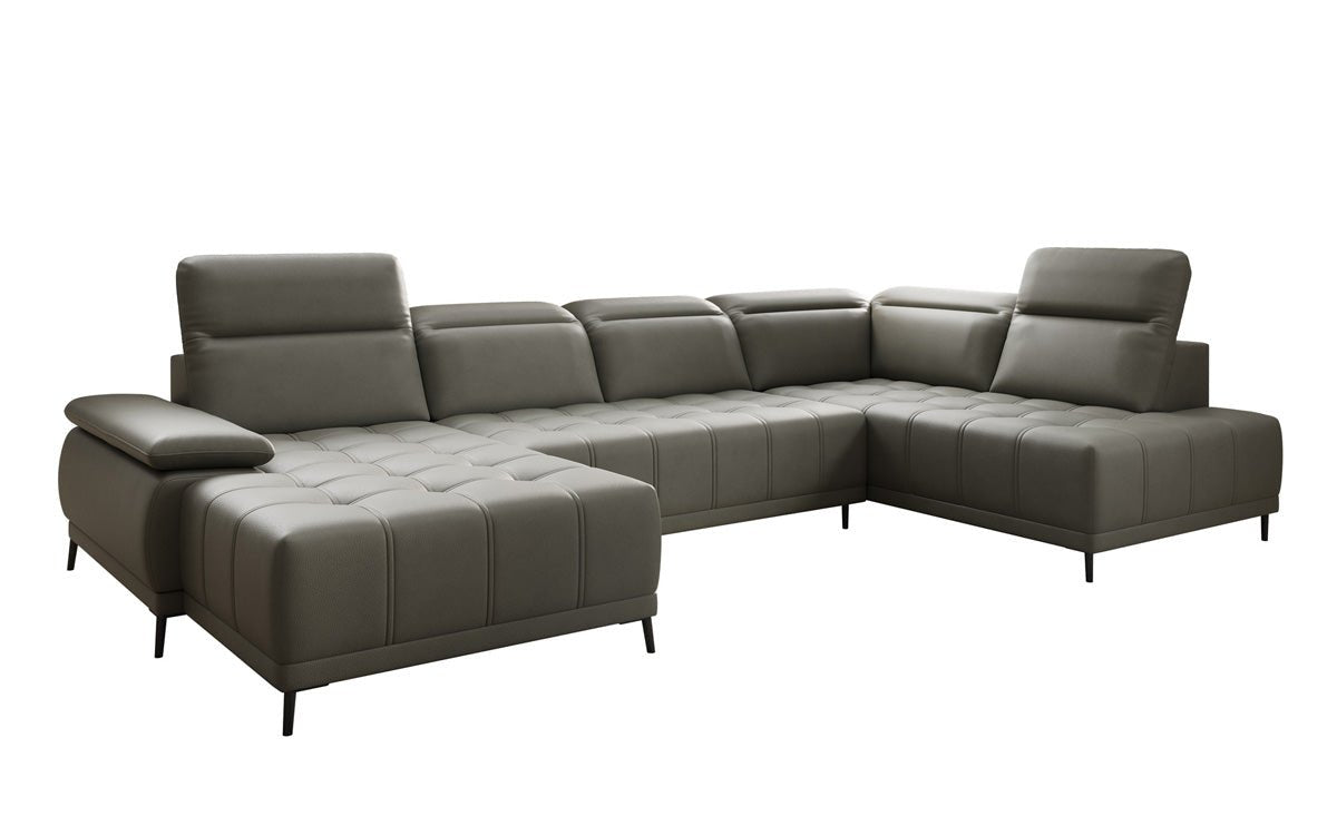 Designer Sofa Lyra U med elektrisk sovefunktion i ægte læder
