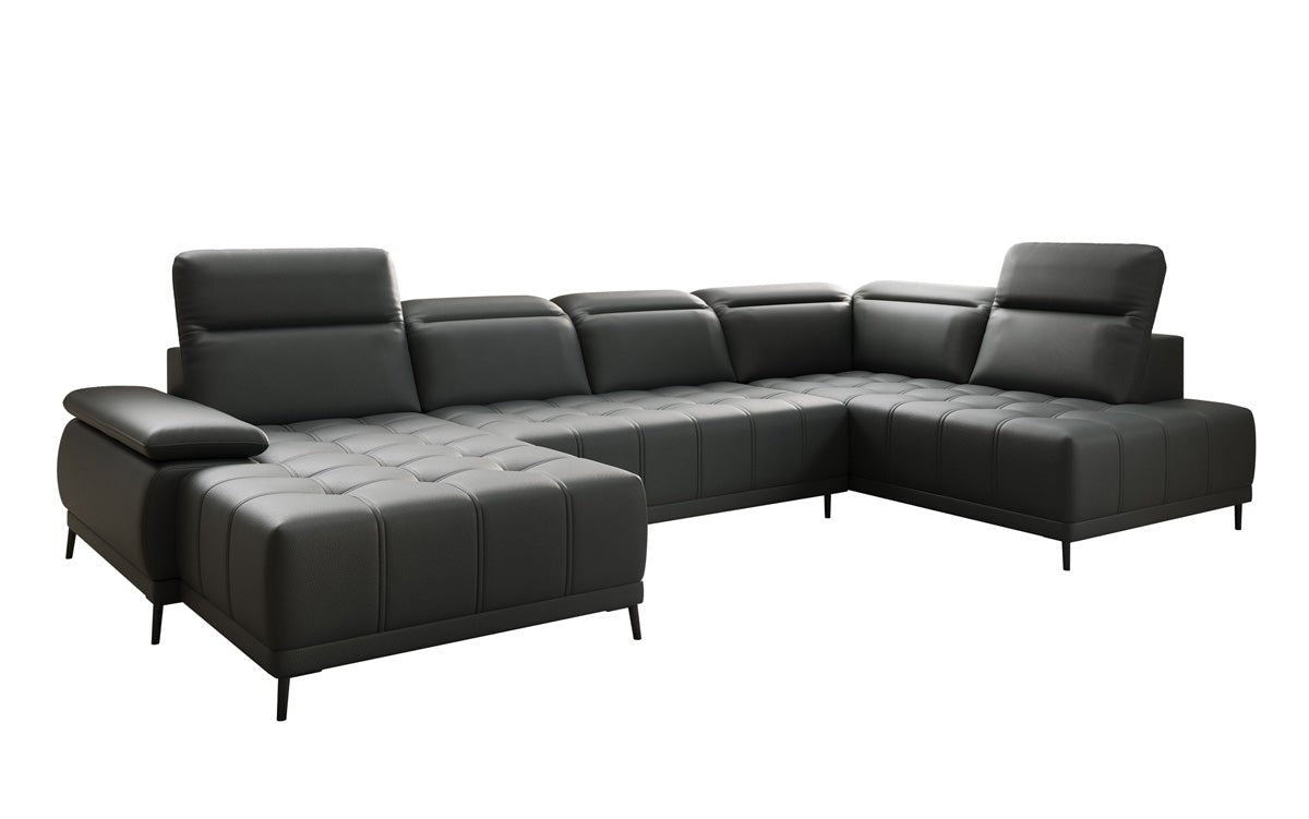 Designer Sofa Lyra U med elektrisk sovefunktion i ægte læder