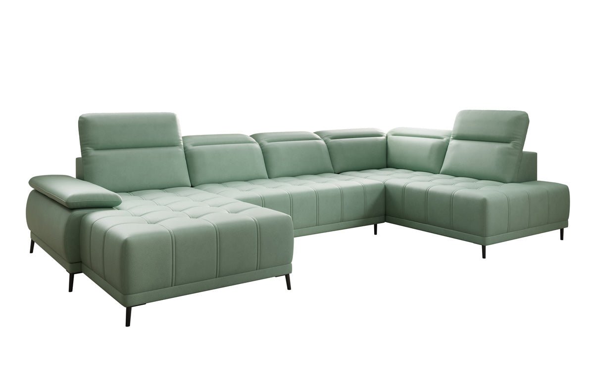 Designer Sofa Lyra U med elektrisk sovefunktion i ægte læder