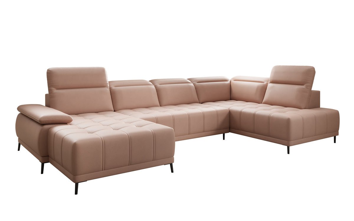 Designer Sofa Lyra U med elektrisk sovefunktion i ægte læder