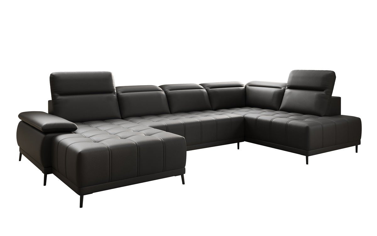 Designer Sofa Lyra U med elektrisk sovefunktion i ægte læder