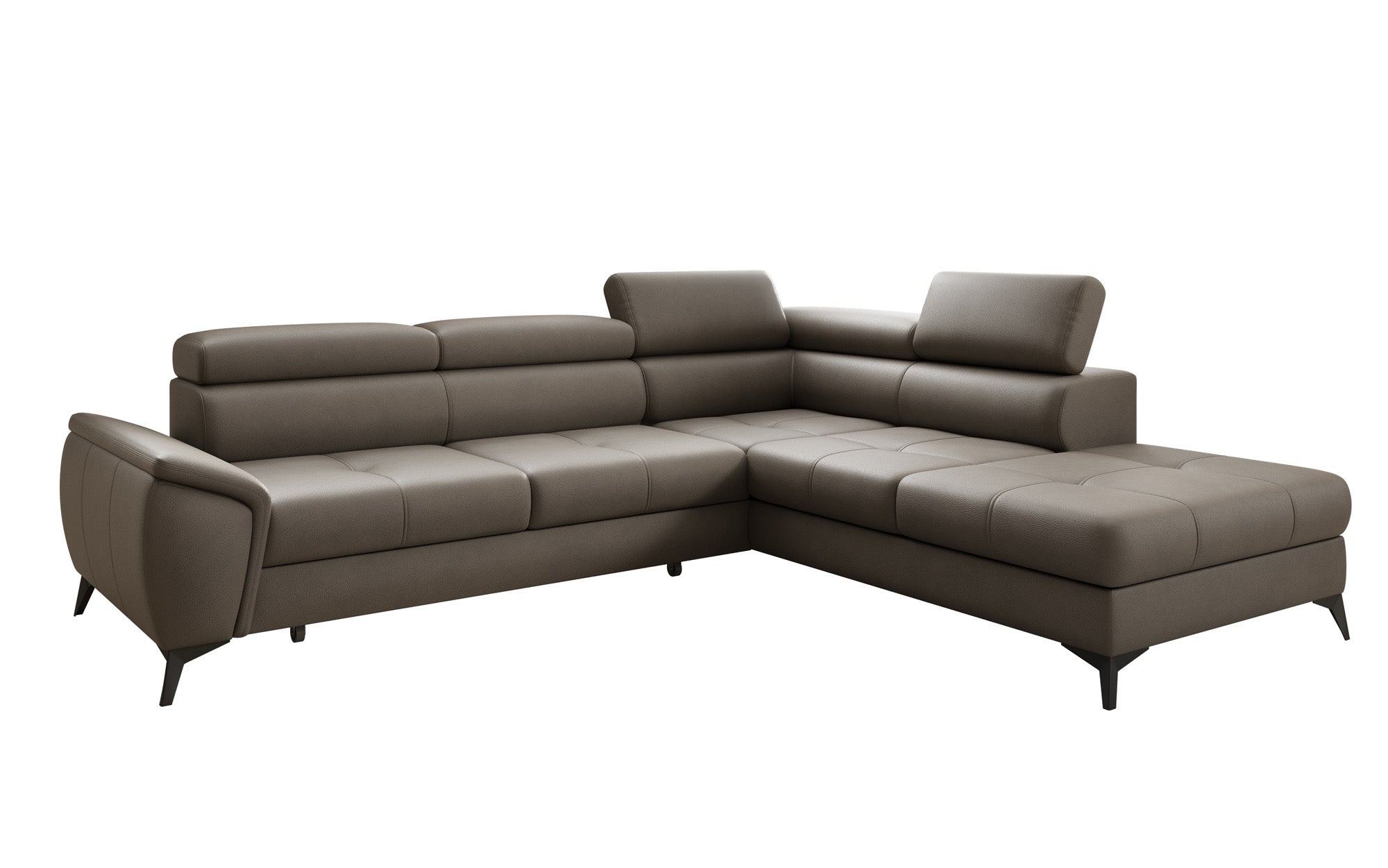 Designer L Sofa Aveline med sovefunktion og opbevaringsplads i ægte læder