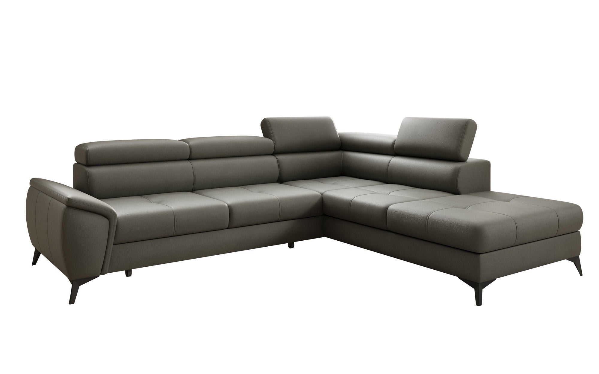 Designer L Sofa Aveline med sovefunktion og opbevaringsplads i ægte læder
