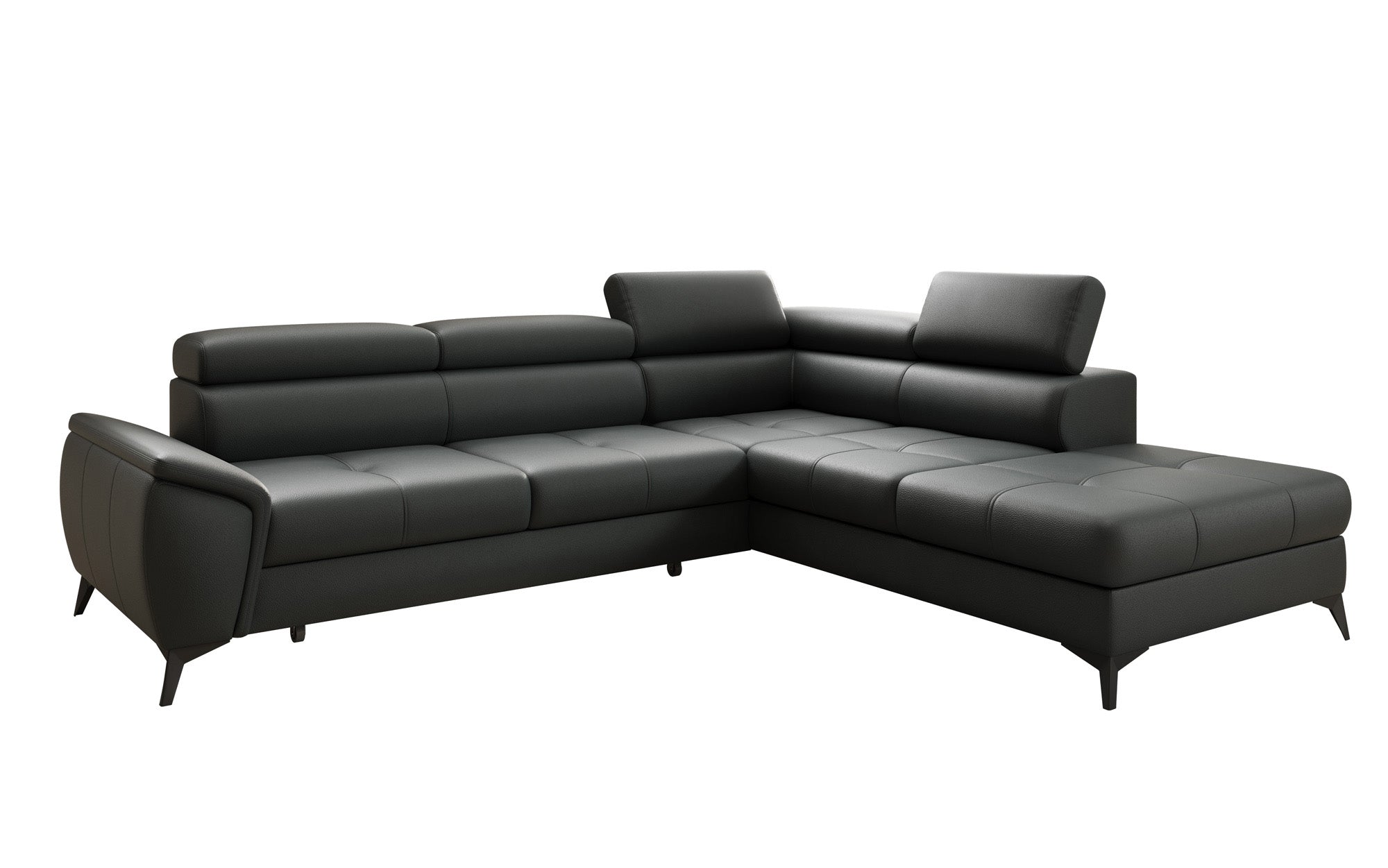 Designer L Sofa Aveline med sovefunktion og opbevaringsplads i ægte læder