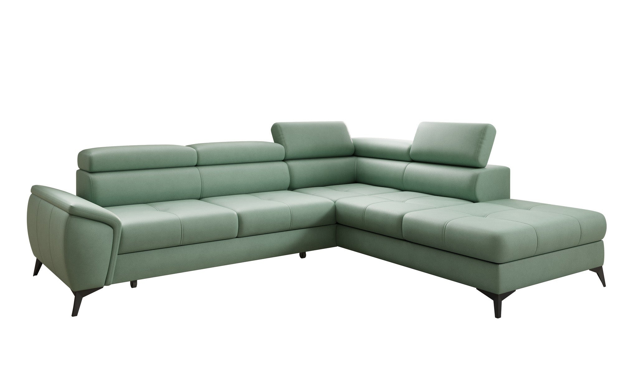 Designer L Sofa Aveline med sovefunktion og opbevaringsplads i ægte læder