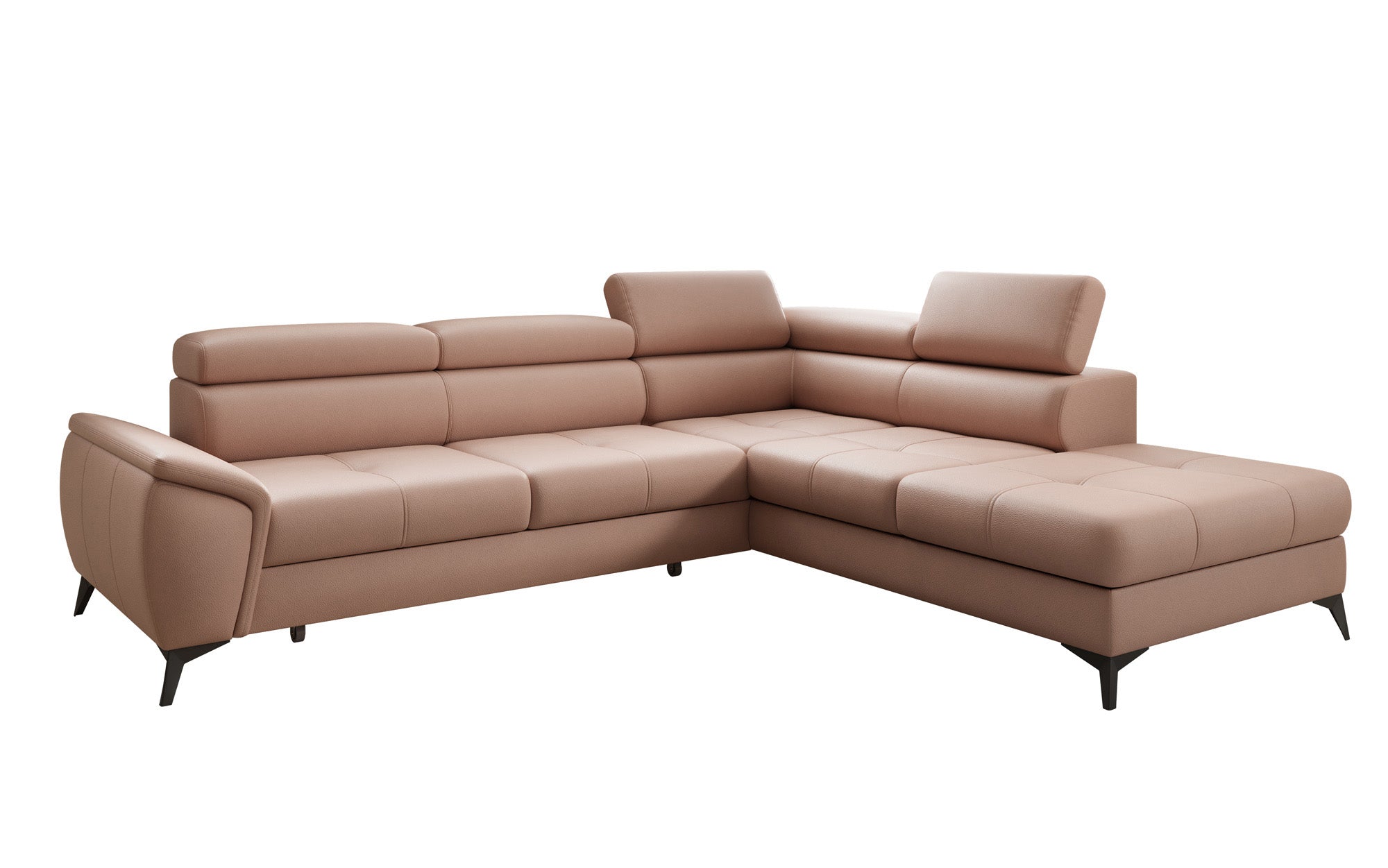 Designer L Sofa Aveline med sovefunktion og opbevaringsplads i ægte læder