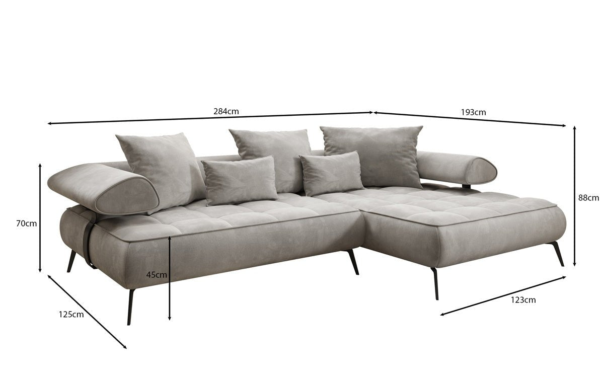 Designer Sofa Sydney L II Velour med elektrisk sovefunktion
