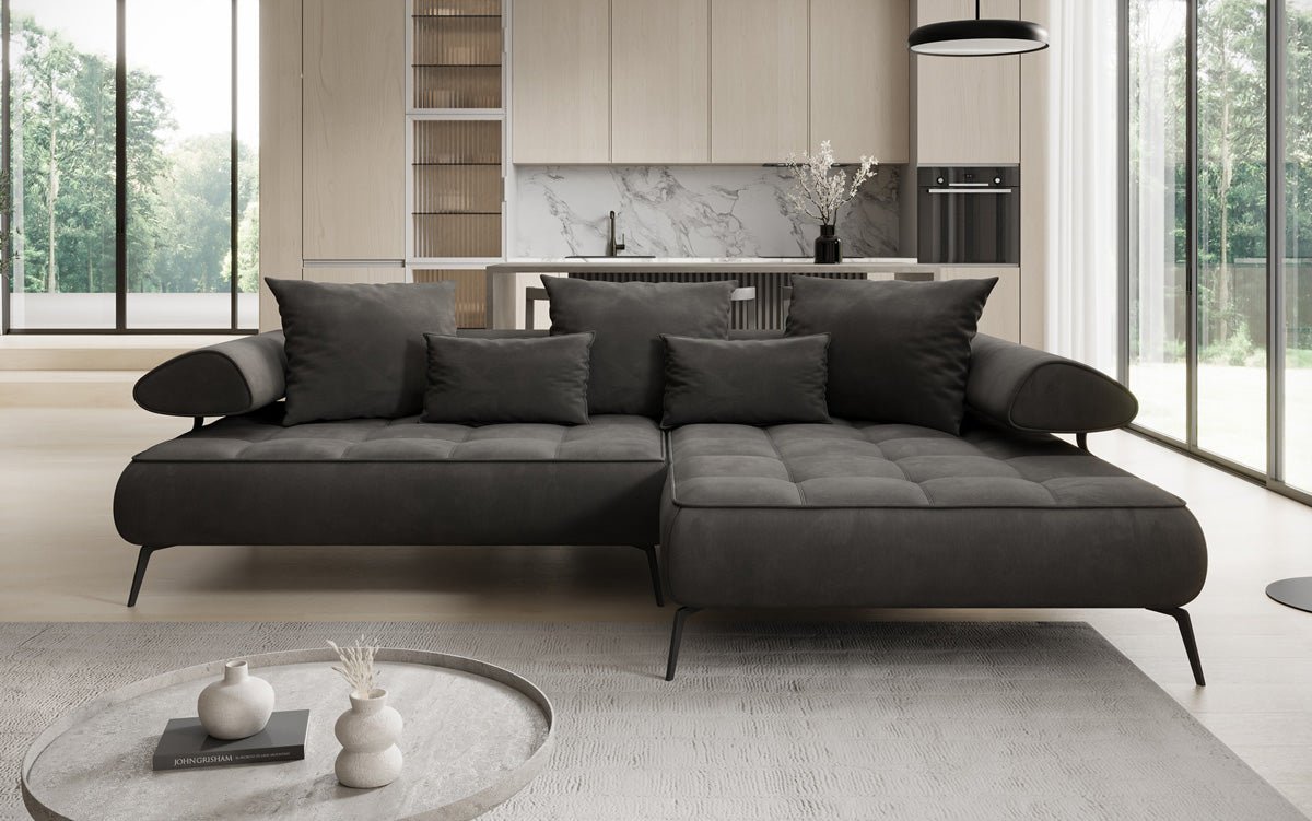 Designer Sofa Sydney L II Velour med elektrisk sovefunktion