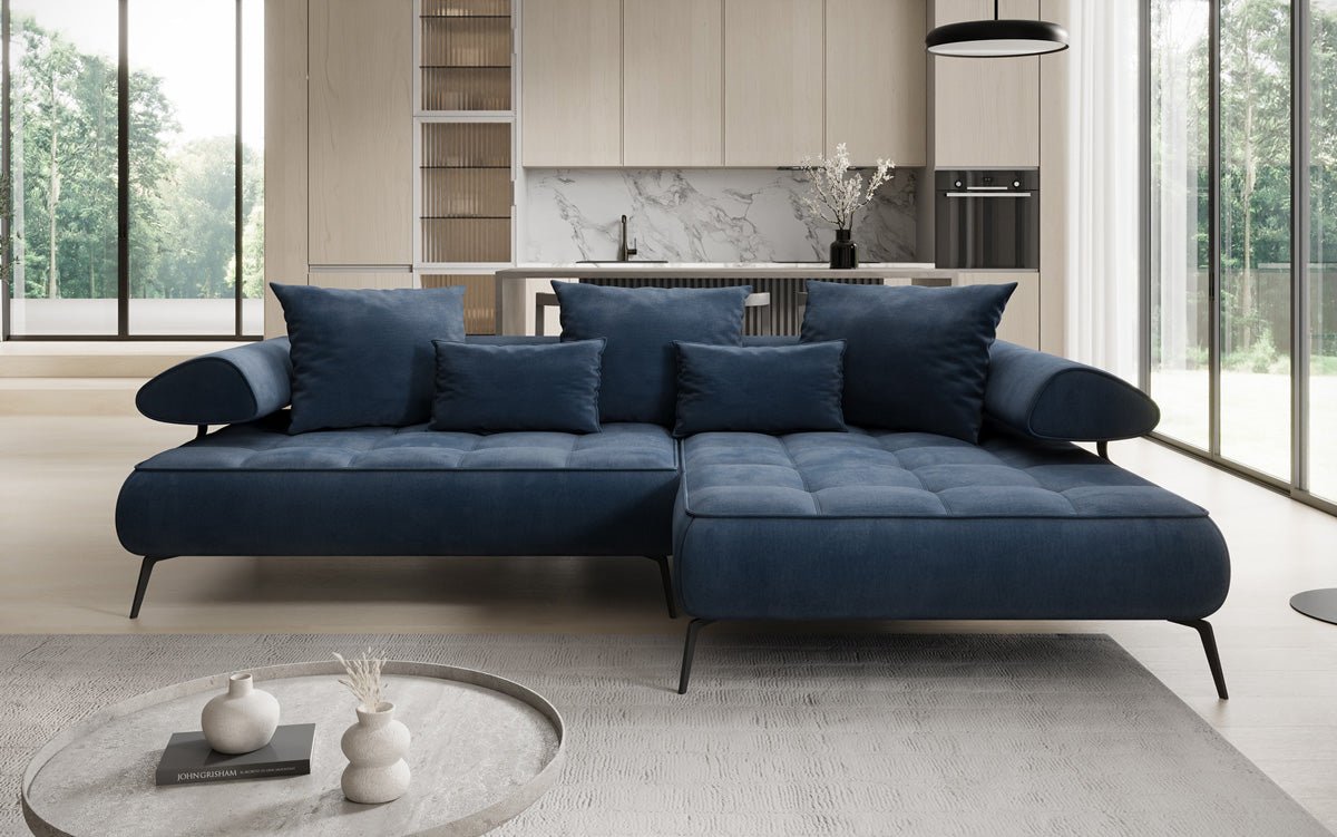 Designer Sofa Sydney L II Velour med elektrisk sovefunktion