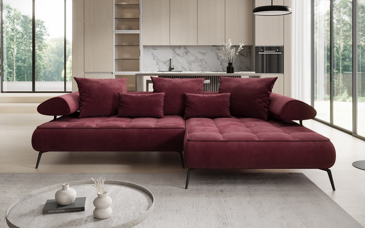 Designer Sofa Sydney L II Velour med elektrisk sovefunktion