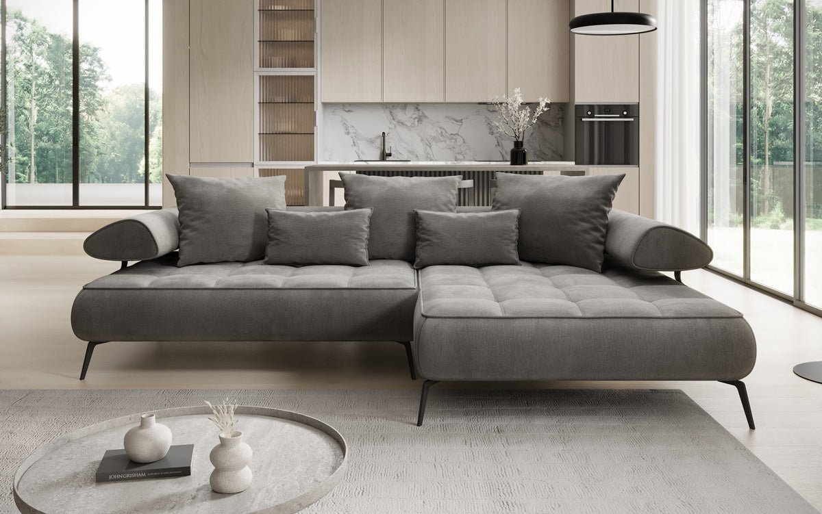Designer Sofa Sydney L II Velour med elektrisk sovefunktion