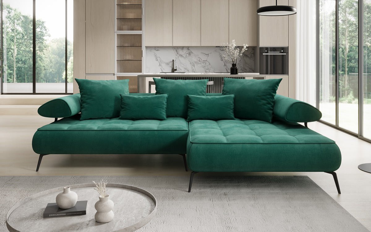 Designer Sofa Sydney L II Velour med elektrisk sovefunktion