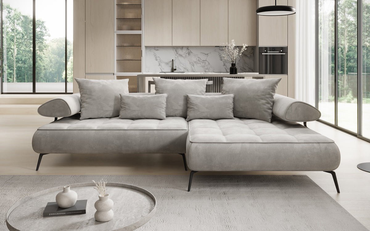 Designer Sofa Sydney L II Velour med elektrisk sovefunktion