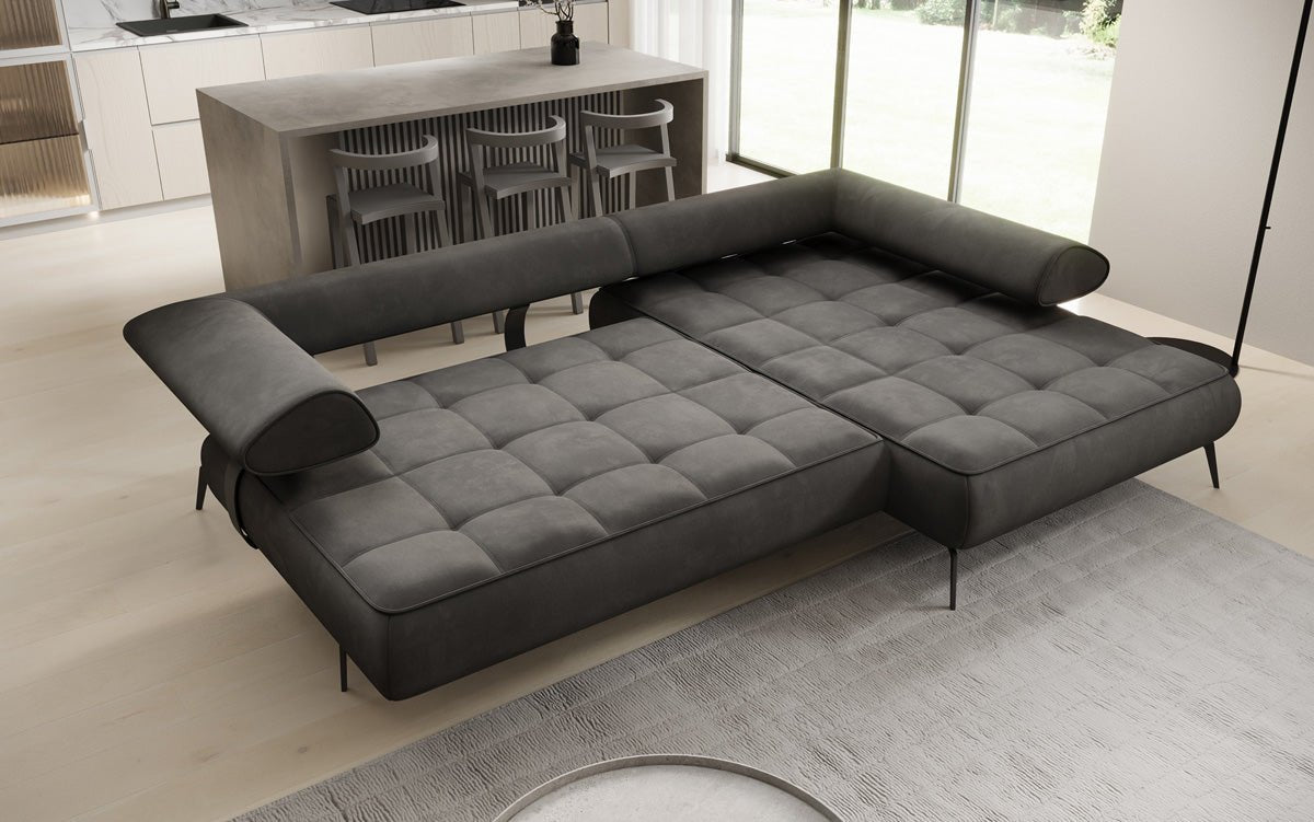 Designer Sofa Sydney L II Velour med elektrisk sovefunktion