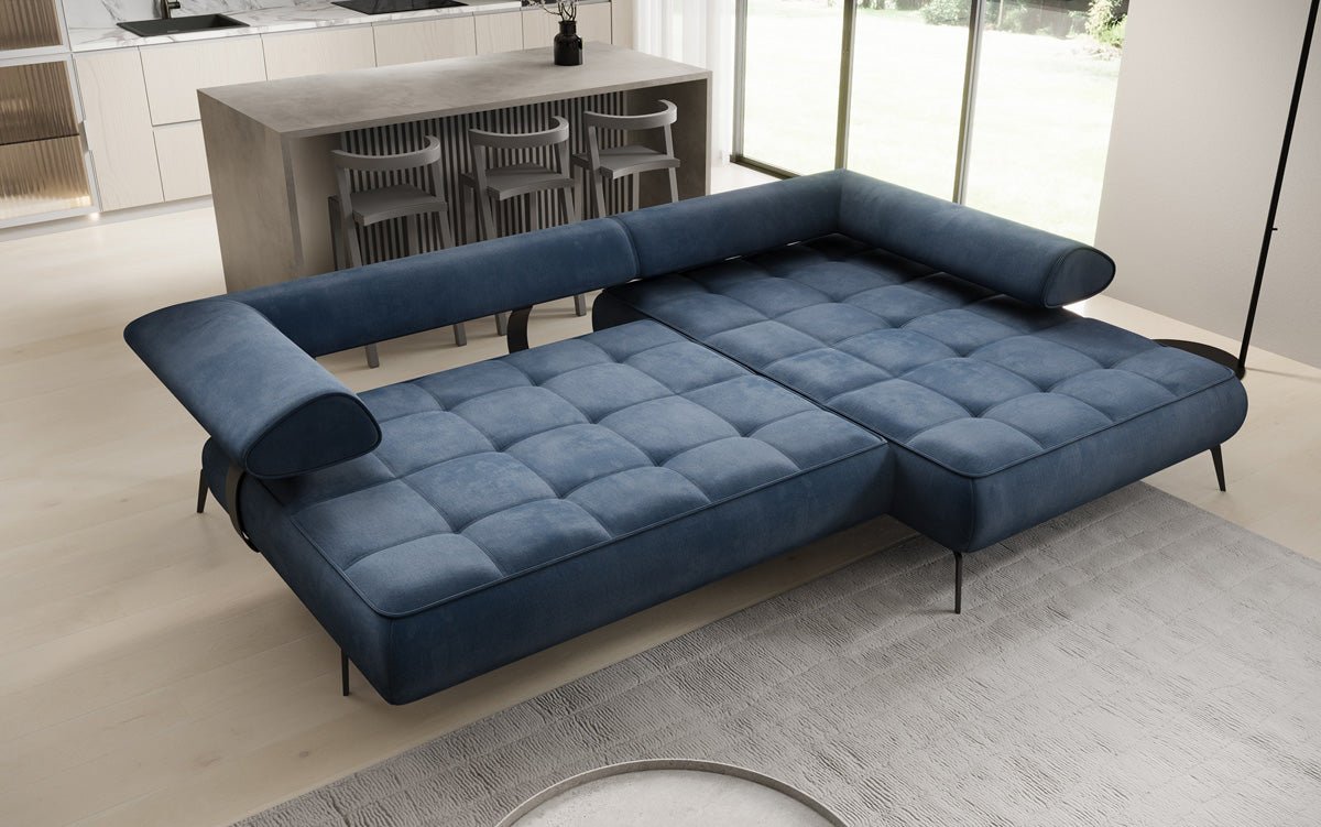 Designer Sofa Sydney L II Velour med elektrisk sovefunktion