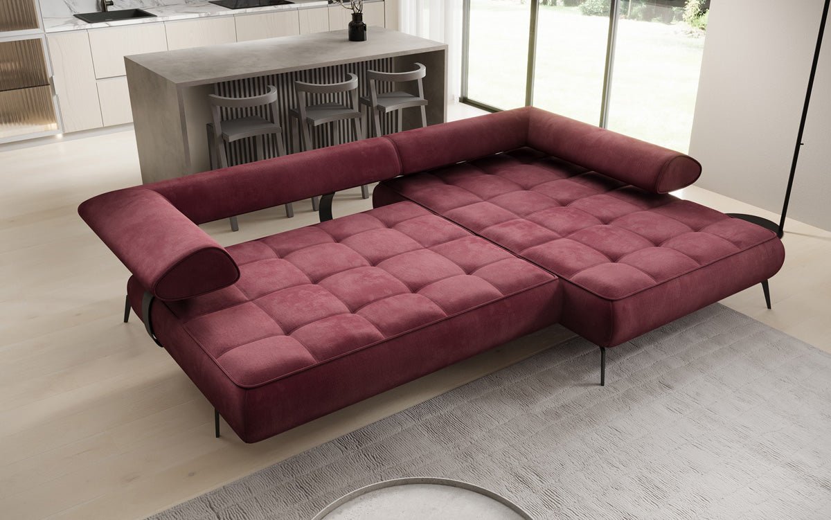 Designer Sofa Sydney L II Velour med elektrisk sovefunktion