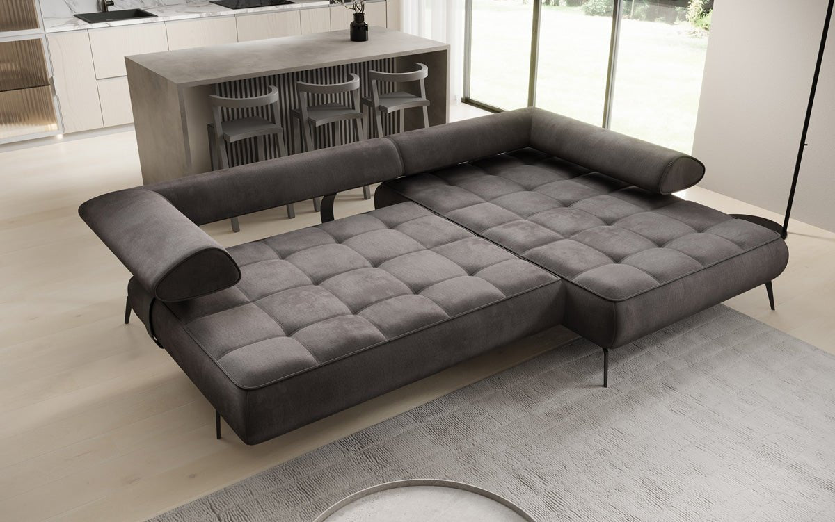 Designer Sofa Sydney L II Velour med elektrisk sovefunktion