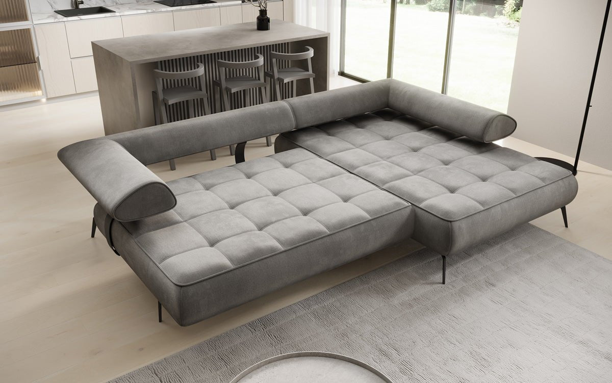 Designer Sofa Sydney L II Velour med elektrisk sovefunktion