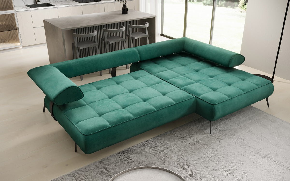 Designer Sofa Sydney L II Velour med elektrisk sovefunktion