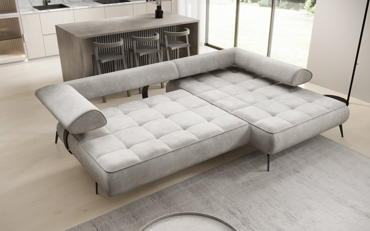 Designer Sofa Sydney L II Velour med elektrisk sovefunktion