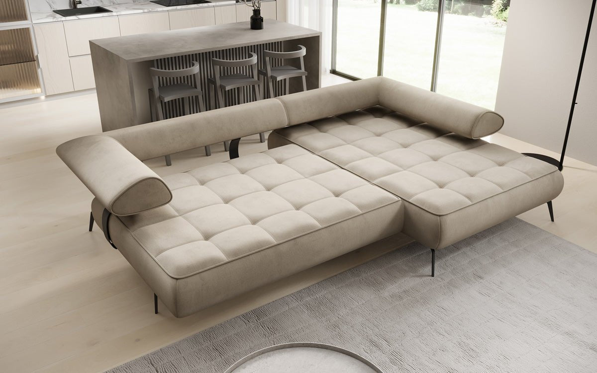 Designer Sofa Sydney L II Velour med elektrisk sovefunktion