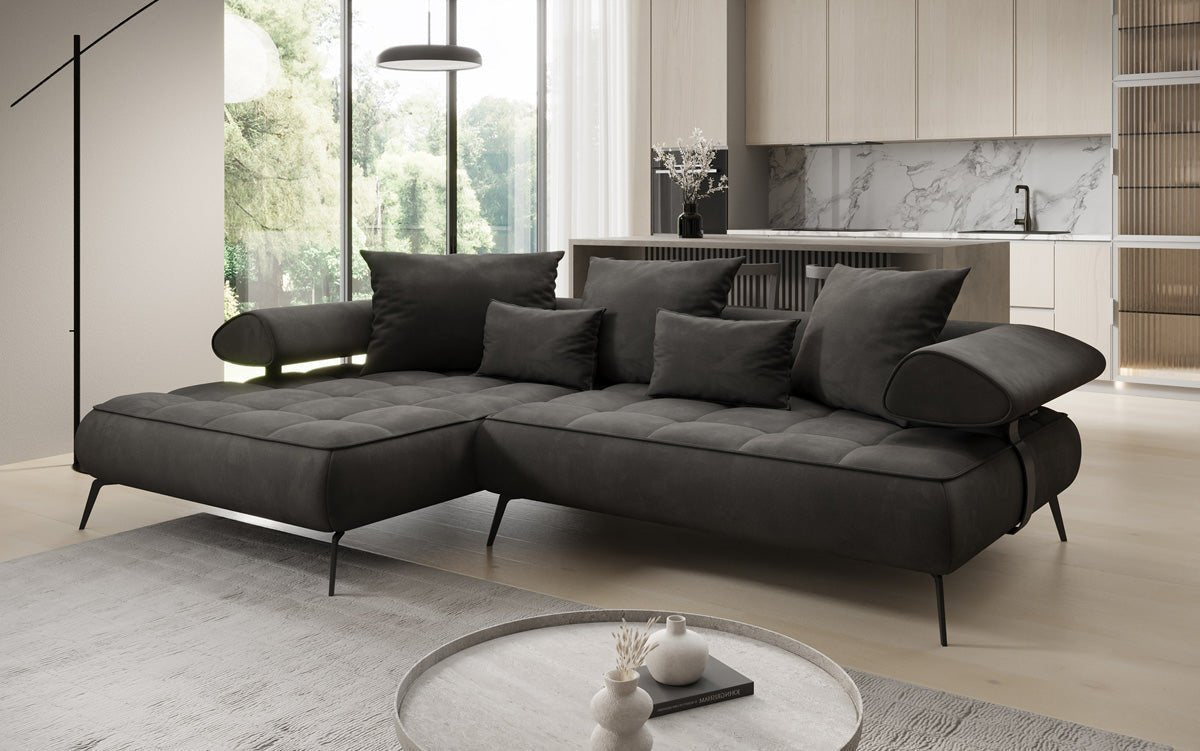Designer Sofa Sydney L II Velour med elektrisk sovefunktion