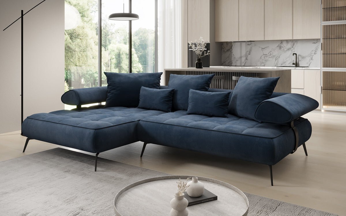 Designer Sofa Sydney L II Velour med elektrisk sovefunktion