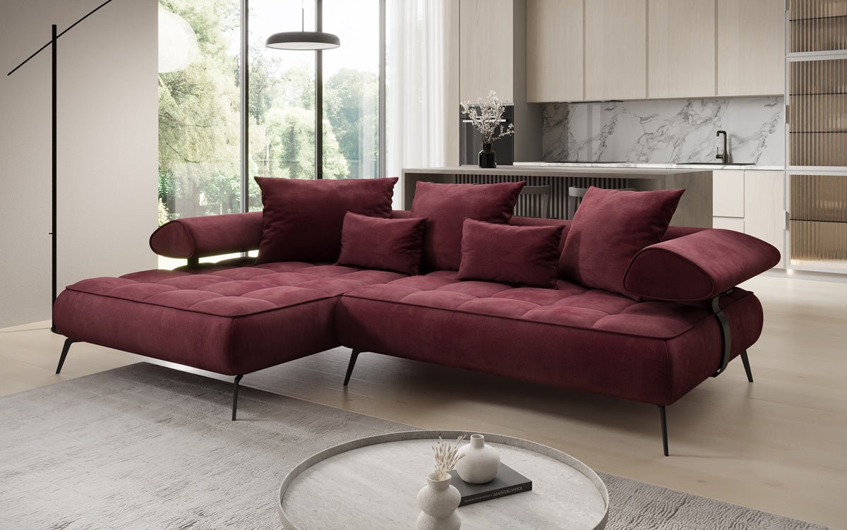Designer Sofa Sydney L II Velour med elektrisk sovefunktion