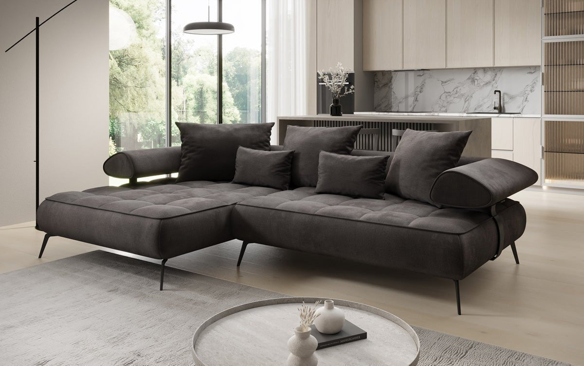 Designer Sofa Sydney L II Velour med elektrisk sovefunktion