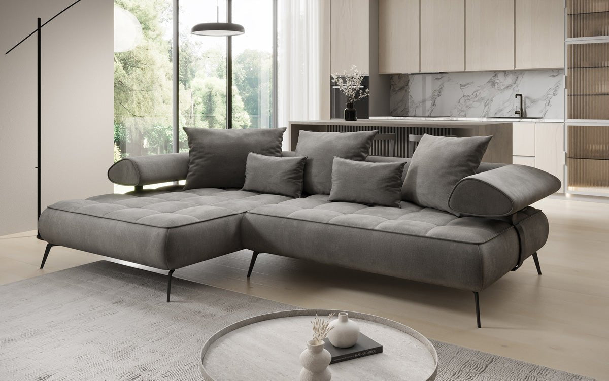 Designer Sofa Sydney L II Velour med elektrisk sovefunktion
